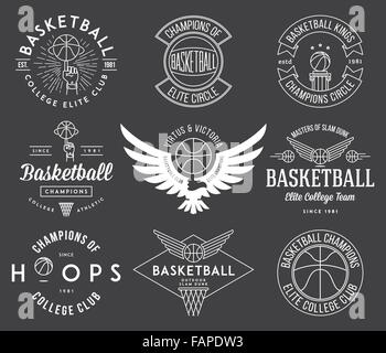 Insignes et écussons de basket-ball de l'usage Illustration de Vecteur