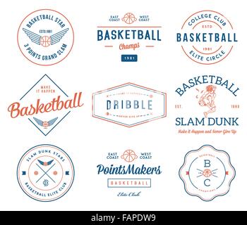 Insignes et écussons de basket-ball de l'usage Illustration de Vecteur