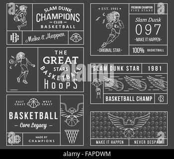 Insignes et écussons de basket-ball de l'usage Illustration de Vecteur