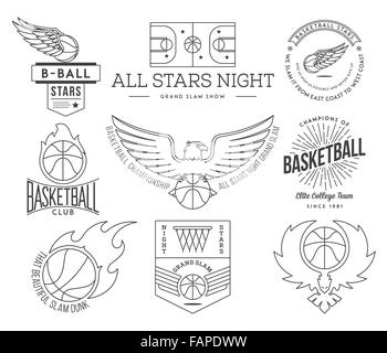 Insignes et écussons de basket-ball de l'usage Illustration de Vecteur