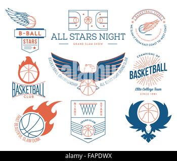 Insignes et écussons de basket-ball de l'usage Illustration de Vecteur