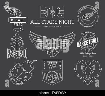 Insignes et écussons de basket-ball de l'usage Illustration de Vecteur