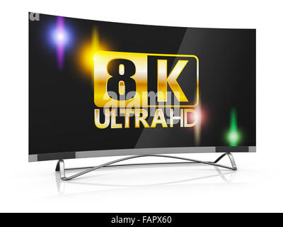 TV moderne avec 8K Ultra HD inscription sur l'écran Banque D'Images