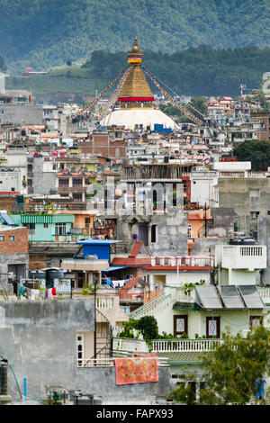 Stupa Boudhanath à Katmandou du Temple Pashupatinath Banque D'Images