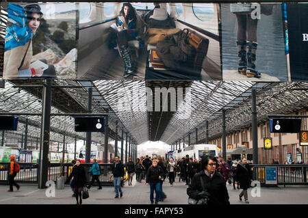 Gare, Helsinki, Finlande. Le principal point de rencontre pour les habitants et les visiteurs de la gare centrale d'Helsinki. Son beau Banque D'Images