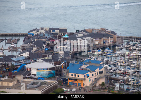 Une vue sur le Pier 39, San Francisco à partir de la Coit Tower Banque D'Images