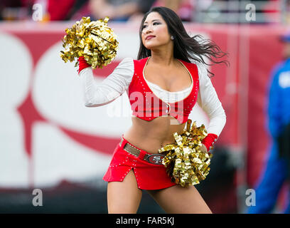 3 décembre 2016 : San Francisco 49ers cheerleader en action au cours de la NFL football match entre la Saint Louis Rams et les San Francisco 49ers à Levi's Stadium à Santa Clara, CA. Les béliers ont perdu à la la 49ers 19-16. Damon Tarver/Cal Sport Media Banque D'Images