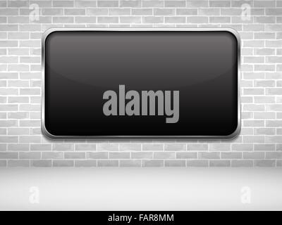 Cadre noir horizontal sur mur de brique Banque D'Images