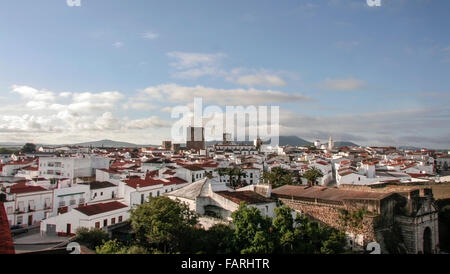 Vue aérienne d'Olivença ville historique à proximité de la frontière du Portugal, Badajoz, Espagne Banque D'Images