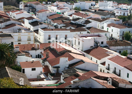 Vue aérienne d'Olivença ville historique à proximité de la frontière du Portugal, Badajoz, Espagne Banque D'Images