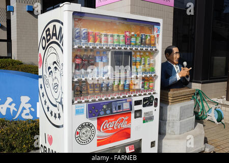 Un buste de Barack Obama sur l'affichage dans la ville japonaise d'Obama, la préfecture de Fukui. Banque D'Images