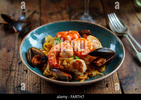 Linguine aux fruits de mer Banque D'Images