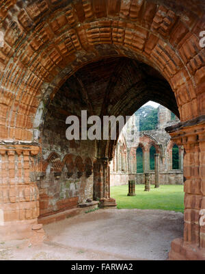 L''ABBAYE DE FURNESS, Barrow in Furness, Cumbria. Le vestibule voûté menant à la Salle Capitulaire. Banque D'Images