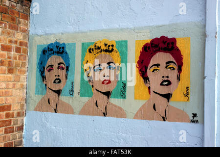 Street art par Pegasus avec Madonna sur un mur à Islington, Londres Banque D'Images