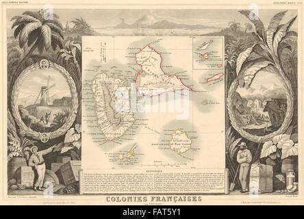 COLONIES FRANÇAISES EN AMÉRIQUE. Caraïbes Guadeloupe. LEVASSEUR, 1852 map Banque D'Images