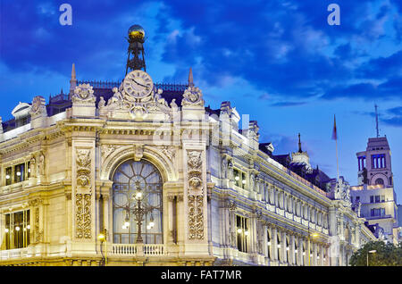 Banque d'Espagne à façade Place de Cibeles. Madrid. Espagne Banque D'Images