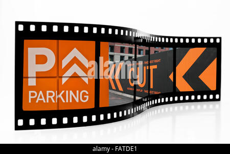 Bande de film parking sign Banque D'Images