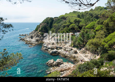 L'anse côtière, Lloret de Mar, Costa Brava, province de Gérone, Catalogne, Espagne Banque D'Images