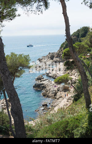 L'anse côtière, Lloret de Mar, Costa Brava, province de Gérone, Catalogne, Espagne Banque D'Images