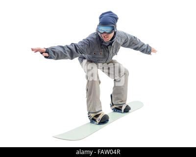 Snowboard planche à neige avec pont. Isolé sur un fond blanc. Banque D'Images