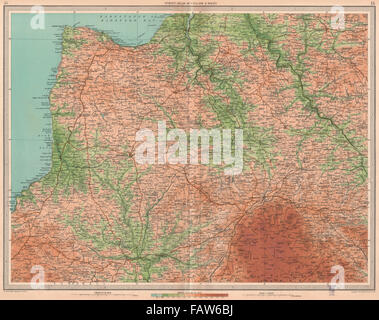 DEVON DU NORD/EST : Launceston CORNWALL Bideford Bodmin Moor Clovelly, 1939 map Banque D'Images