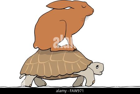 Spe8 vector cartoon modifiable d'un lièvre en appui sur le dos d'une tortue avec les chiffres comme objets séparés Illustration de Vecteur