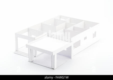 Accueil Plan 3D sur fond blanc Banque D'Images