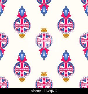 Couleur du ruban drapeau vecteur fait en Royaume-uni seamless pattern sur fond clair Illustration de Vecteur