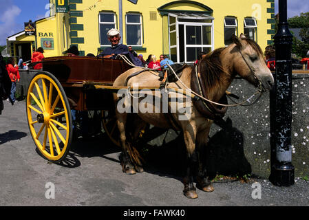 Irlande, comté de Galway, îles d'Aran, île d'Inishmore, calèche Banque D'Images