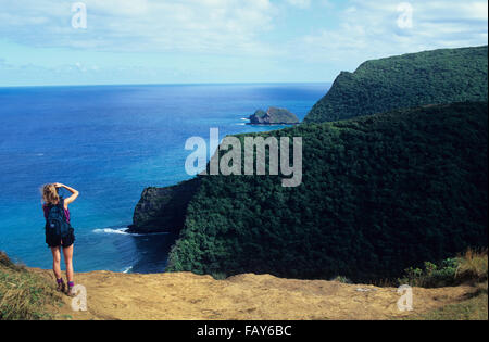 Kohala nord, Big Island, Hawaii, la randonnée de la Vallée de Pololu à Honokane Nui Banque D'Images