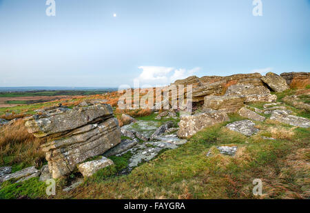 Dalles de granit à Alex Tor près de St Breward sur Bodmin Moor en Cornouailles Banque D'Images