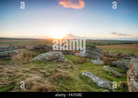 Beau lever de soleil sur Bodmin Moor en Cornouailles Banque D'Images