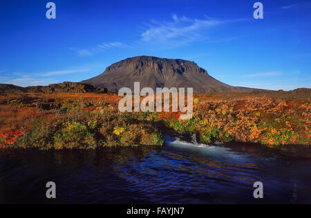 Paysage d'automne, Mt. Herdubreid, hauts plateaux du centre, de l'Islande Banque D'Images