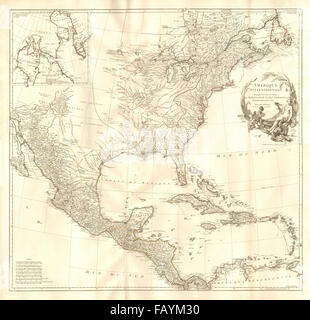 Amérique Septentrionale. La Français Espagnol Amérique du Nord.La carte d'Anville, 1746 Banque D'Images