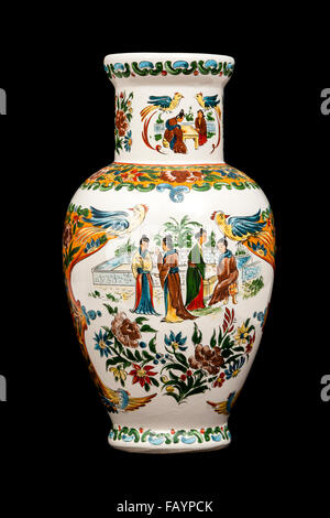 Japonais ou Chinois Antique vase en céramique peint à la main Banque D'Images