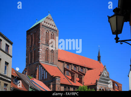 L'église Saint-Nicolas, St Nicolas, Wismar, mer Baltique, Mecklembourg Poméranie occidentale, l'Allemagne, de l'Europe Banque D'Images