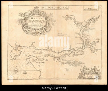 'Milford Haven' tableau de la mer. Pembroke Pembroke. Daugleddau COLLINS, c1774 la carte Banque D'Images