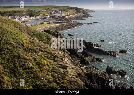 Une vue de Portpatrick, Dumfries et Galloway, à partir de la voie des hautes terres du Sud. Banque D'Images