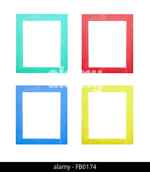 Ensemble de châssis de fenêtres en vert, rouge, bleu et jaune isolé sur blanc. Banque D'Images