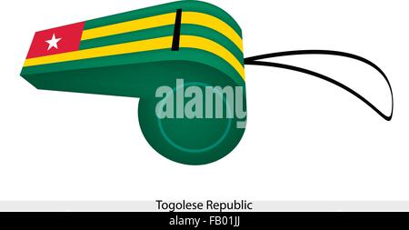 Une illustration d'une étoile blanche à la place Rouge sur cinq bandes horizontales de vert et jaune de la République togolaise drapeau sur un Wh Illustration de Vecteur