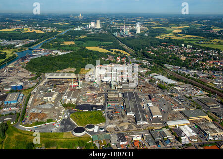 Vue aérienne, Aurubis Road, Cuivre Aurubis - Cuivre et recyclage, Aurubis est un des principaux producteurs de cuivre, Luenen, Banque D'Images