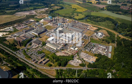 Vue aérienne, Aurubis Road, Cuivre Aurubis - Cuivre et recyclage, Aurubis est un des principaux producteurs de cuivre, Luenen, Banque D'Images