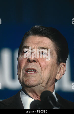 Washington, DC., USA, février 1984, le président Ronald Reagan portrait Crédit : Mark Reinstein Banque D'Images