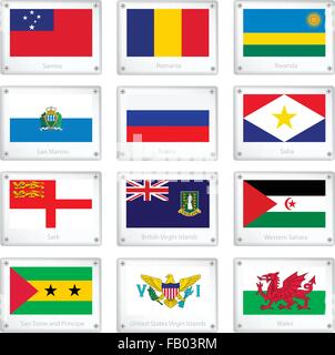 Drapeaux des Samoa, Roumanie, Rwanda, Saint-Marin, la Russie, Saba, Sark, Sahara occidental, Sao Tomé-et-Principe, Îles Vierges Britanniques Illustration de Vecteur