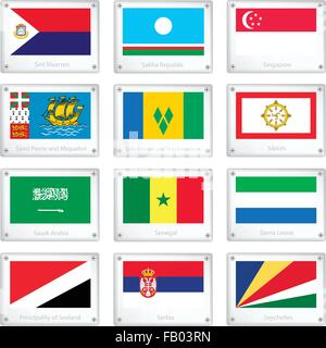 Drapeaux nationaux de Sint Maarten, Sakha, Singapour, Saint Pierre et Miquelon, Saint Vincent et les Grenadines, le Sikkim, l'Arabie Ara Illustration de Vecteur