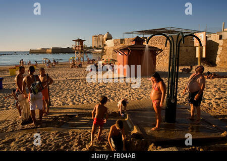 Plage de La Caleta.Cádiz, Andalousie, Espagne Banque D'Images