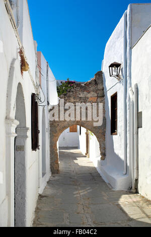 Vieille ville de Lindos, l'île de Rhodes, Grèce Banque D'Images