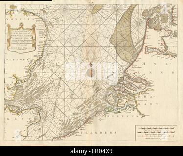 Côte de la MER DU NORD. East Anglia Hollande Flandre. Mont/PAGE/COLLINS 1771 map Banque D'Images