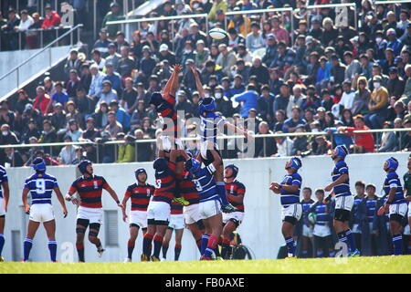 Osaka, Japon. 3 janvier, 2016. Vue générale : Rugby La 95e Japon High school Rugby match quart de tournoi entre 8-33 Kwansei Gakuin Iwamichisuikan au stade de Rugby Hanazono, à Osaka, au Japon . © AFLO/Alamy Live News Banque D'Images