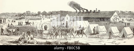 Expédition en Port Royal - bâtiments administratifs érigée sur Hilton Head, SC par les forces fédérales sous le général Sherman 1861-1862 Commisary quarts, Camps de la huitième Maine, troisième du New Hampshire, quarante-septième et quarante-huitième régiment de New York, etc. La guerre civile USA Banque D'Images